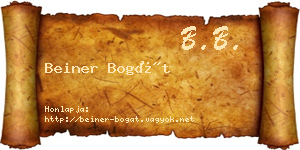 Beiner Bogát névjegykártya
